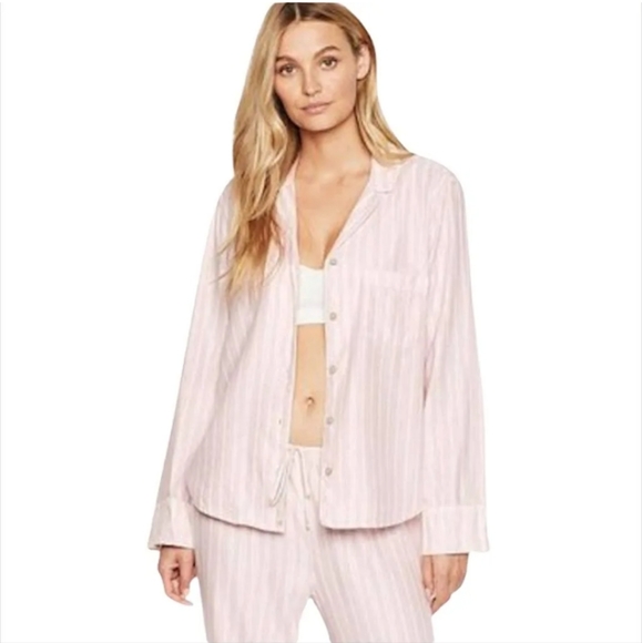 Victoria's Secret Other - Victoria's Secret Pale Pink Metallic Pin Stripe Pajama Top and Bottoms Set